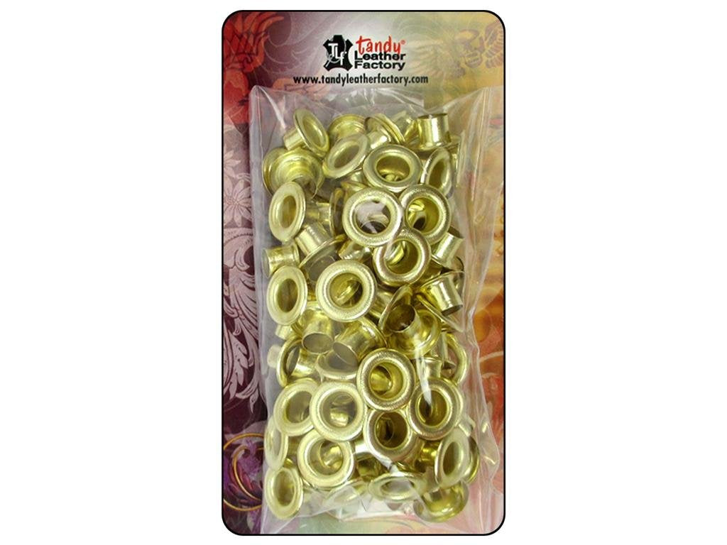 Tandy Leather Eyelets 1/4 (6 mm) Brass Plated 100/pk 1287-11