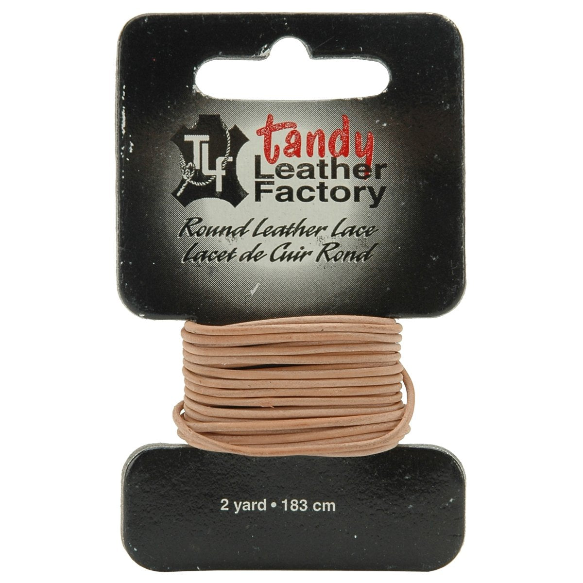 Round Leather Lace 1mm Carded 2 Yards-Natural
