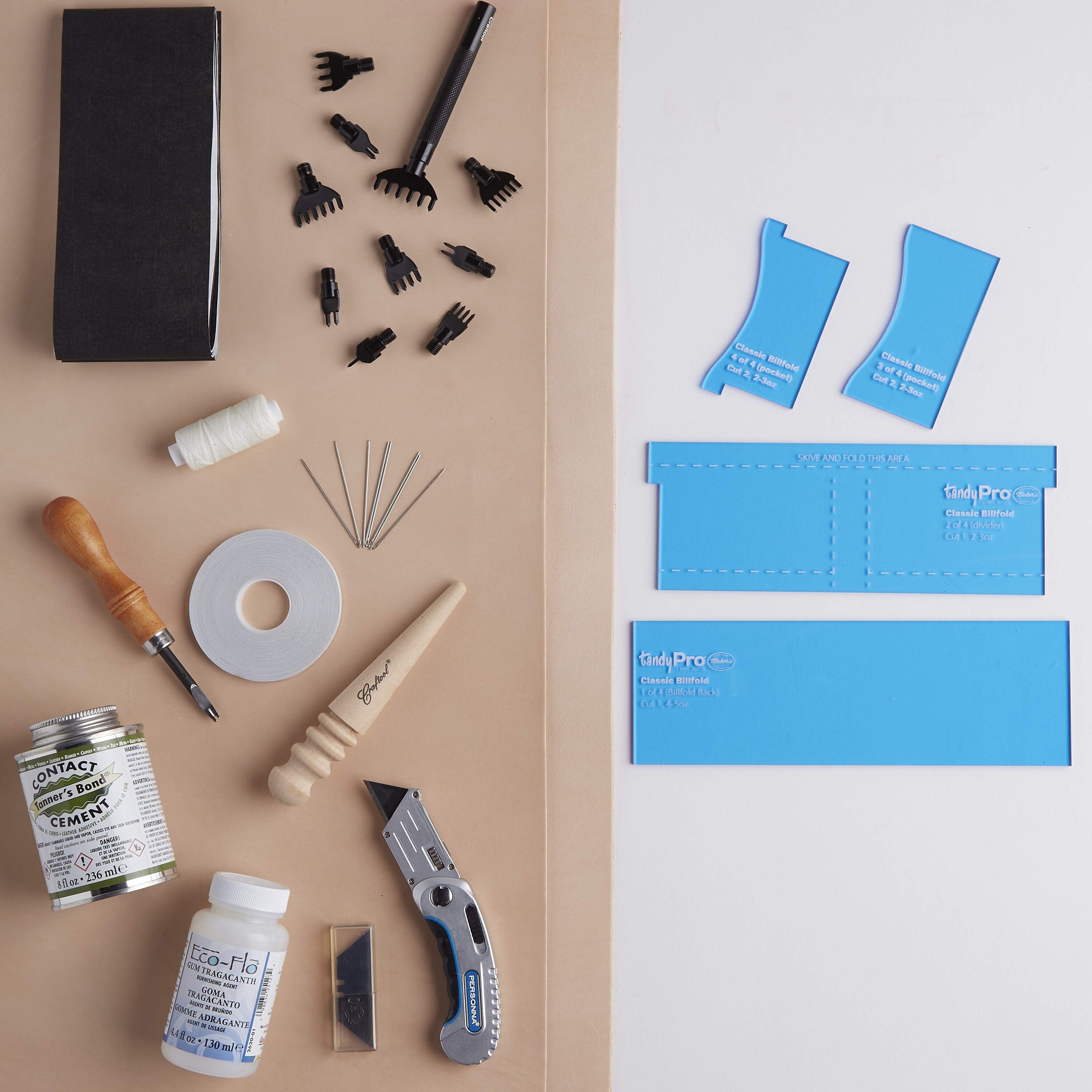 Complete Bundle for TandyPro® Classic Billfold Template by Tandy Leath