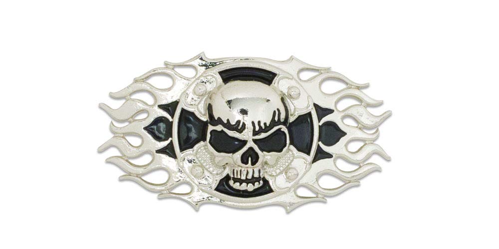 Tandy Leather Skull Cross Frame Cycle Concho 2 (51 mm) x 1-1/2 (38 mm) 71502-01