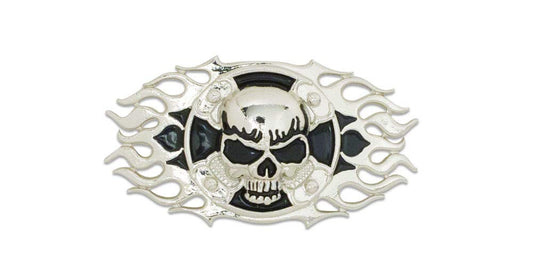 Tandy Leather Skull Cross Frame Cycle Concho 2 (51 mm) x 1-1/2 (38 mm) 71502-01